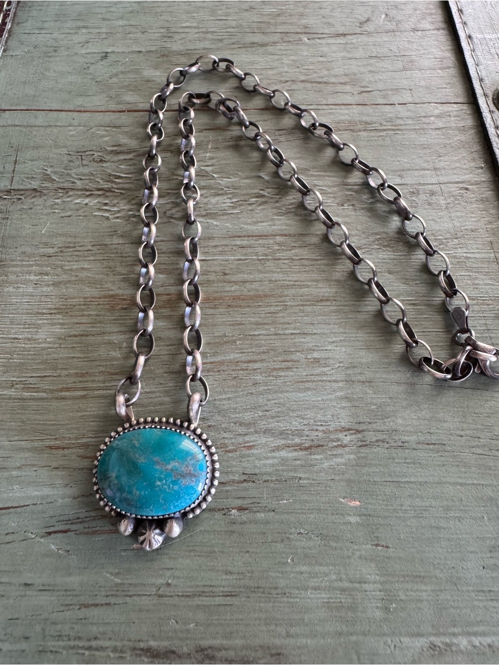 TRB Necklace with Turquoise Stone Pendant
